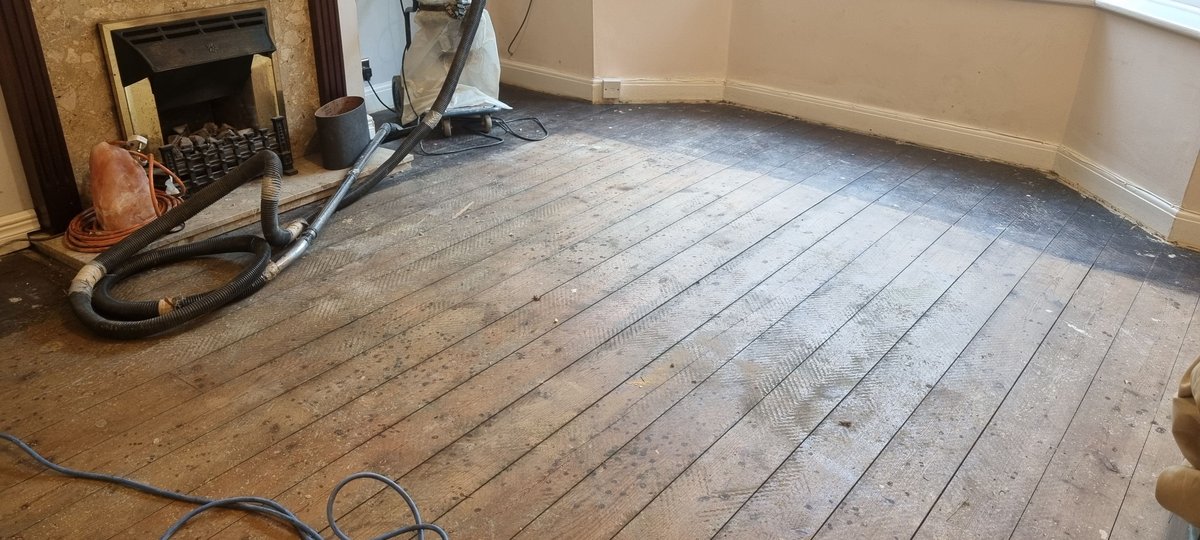 Water damaged floor before